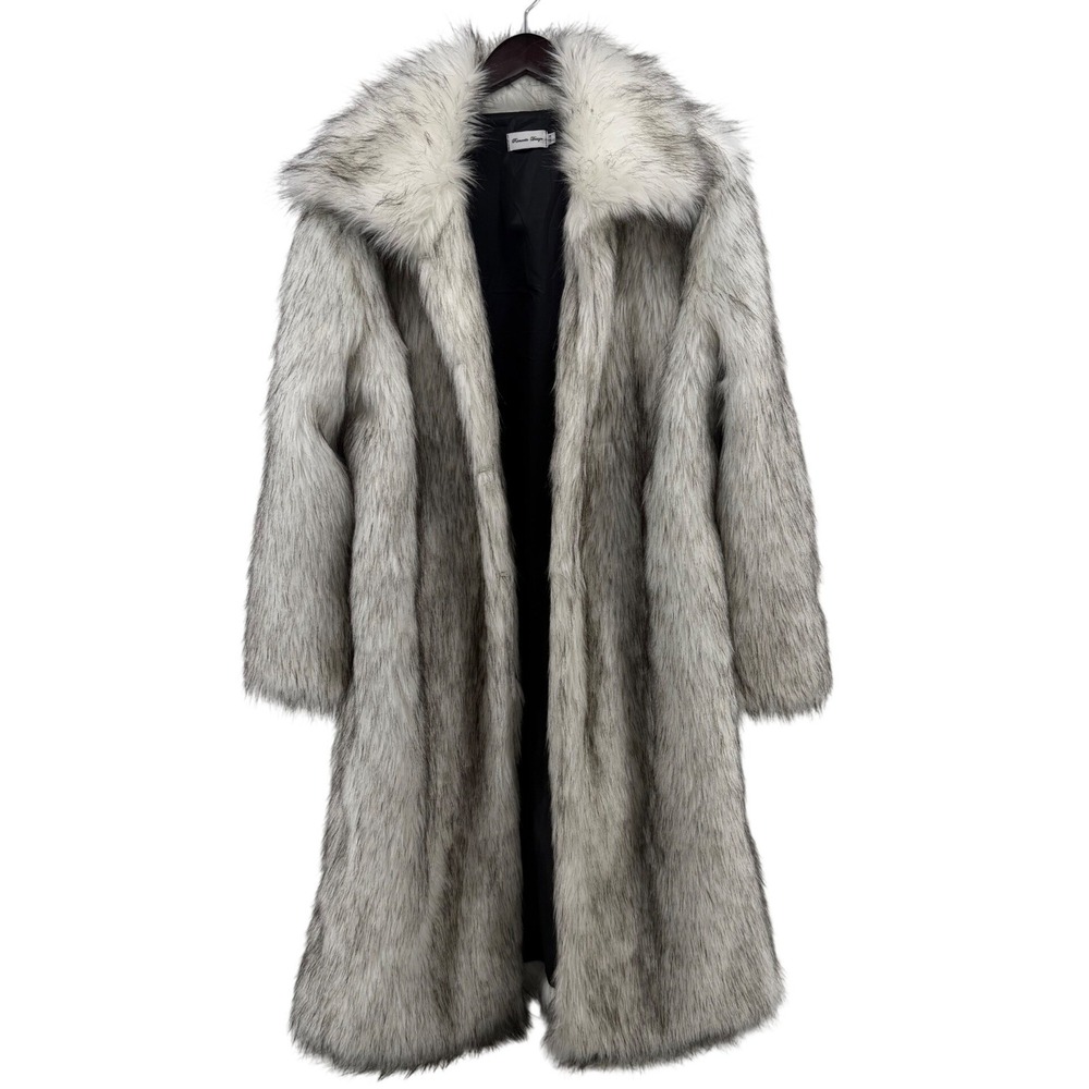 Luxurious Gray Faux Fur Teddy Coat with Plush Collar